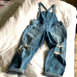 Denim Overalls XL with distressed knees